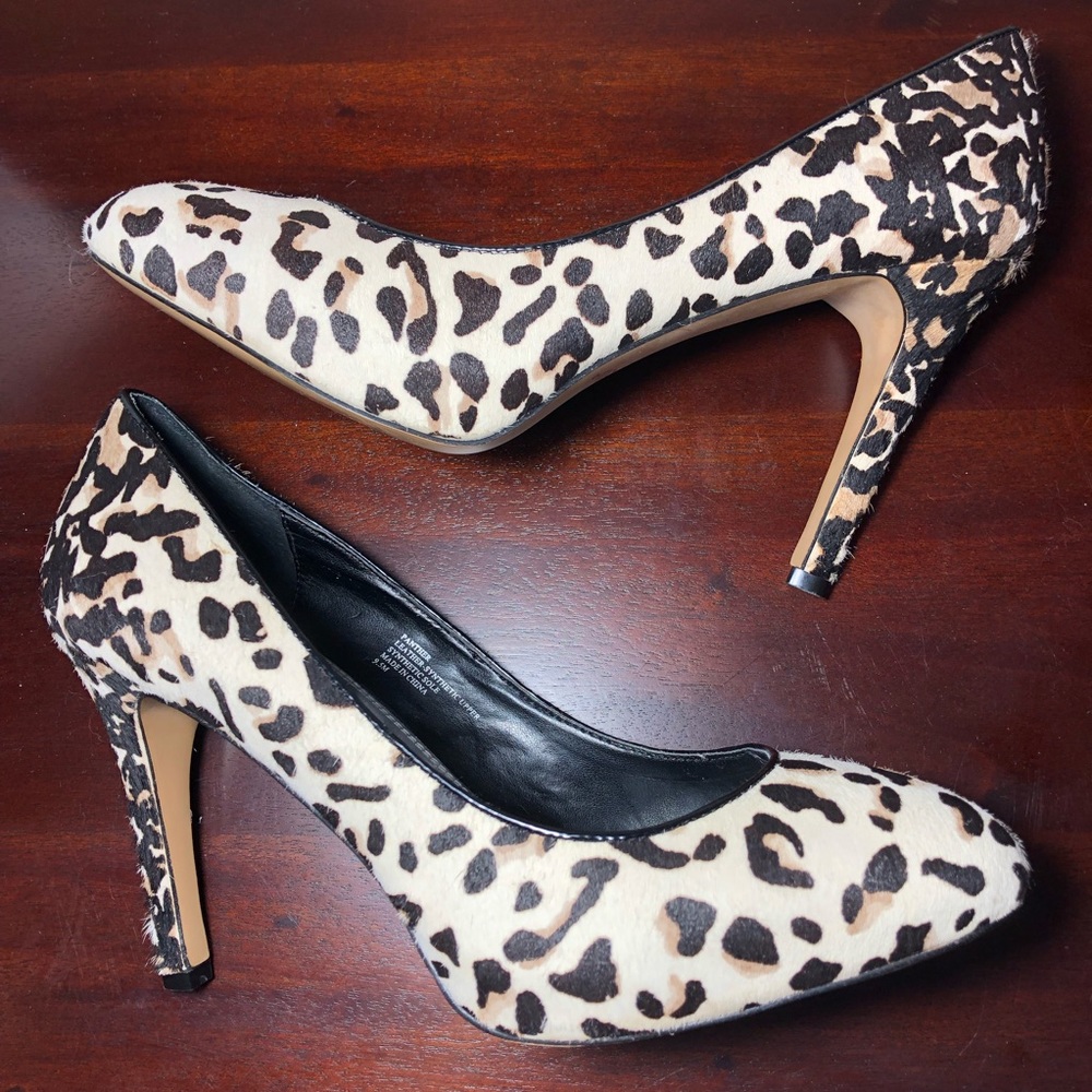 White House Black Market Leopard Calf Hair Pumps
